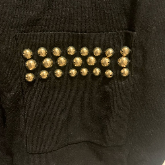 I.N.Cinternational concept black sheer long sleeve mini dress gold button pocket - Picture 3 of 6